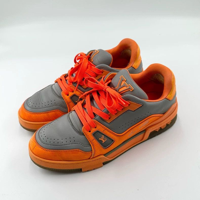Louis Vuitton Louis Vuitton Trainer Sneakers in Gray and Orange Size US 8.5 / EU 41-42 - 2 Thumbnail