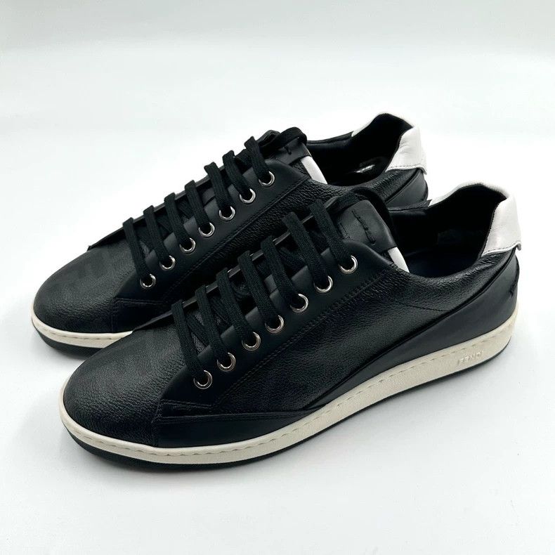 Fendi Fendi Black Printed Lace-Up Sneakers Size 39.5 Size US 8.5 / EU 41-42 - 2 Thumbnail