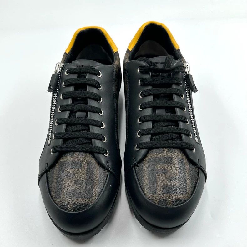 Fendi Fendi Black Brown Logo Lace-Up Sneakers Size US 8.5 / EU 41-42 - 2 Thumbnail