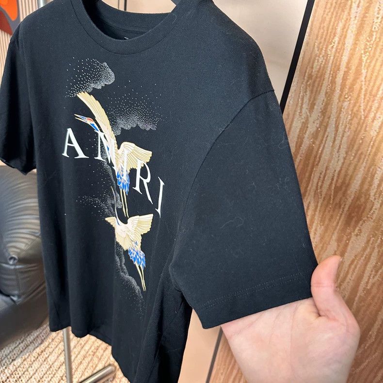 Amiri Amiri Black Short Sleeve Crane Print Shirt Size US L / EU 52-54 / 3 - 3 Thumbnail