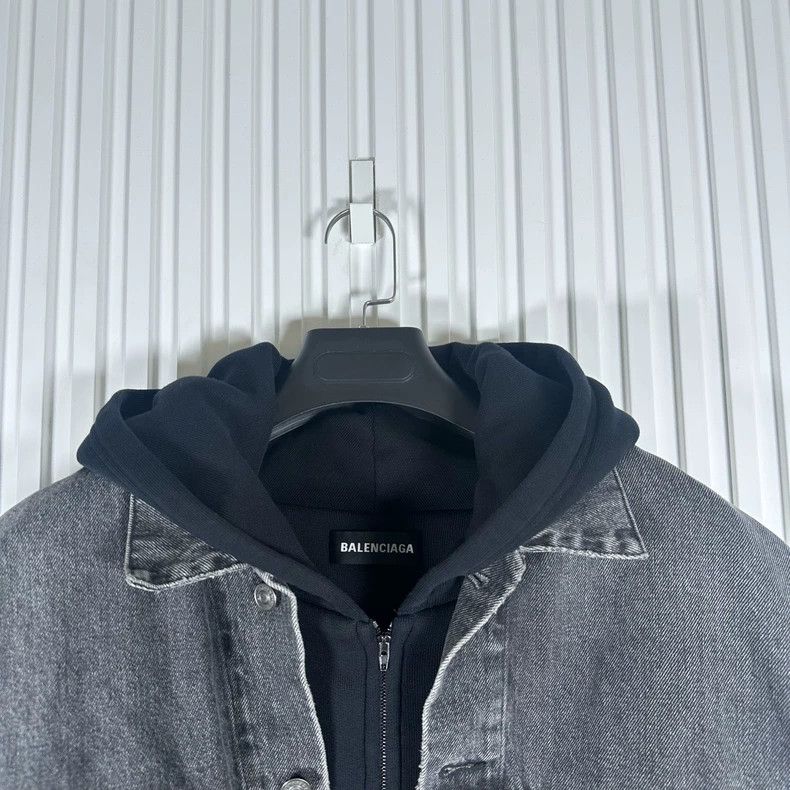 Balenciaga Balenciaga Denim Vest Hooded Sweatshirt Combination Size US L / EU 52-54 / 3 - 3 Thumbnail