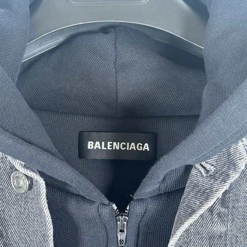 Balenciaga Balenciaga Denim Vest Hooded Sweatshirt Combination Size US L / EU 52-54 / 3 - 4 Thumbnail