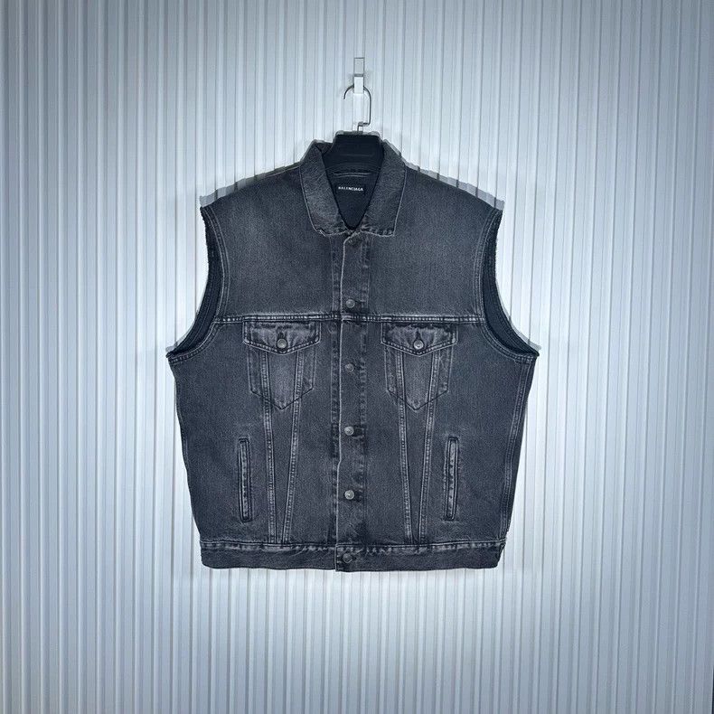 Balenciaga Balenciaga Denim Vest Hooded Sweatshirt Combination Size US L / EU 52-54 / 3 - 5 Thumbnail