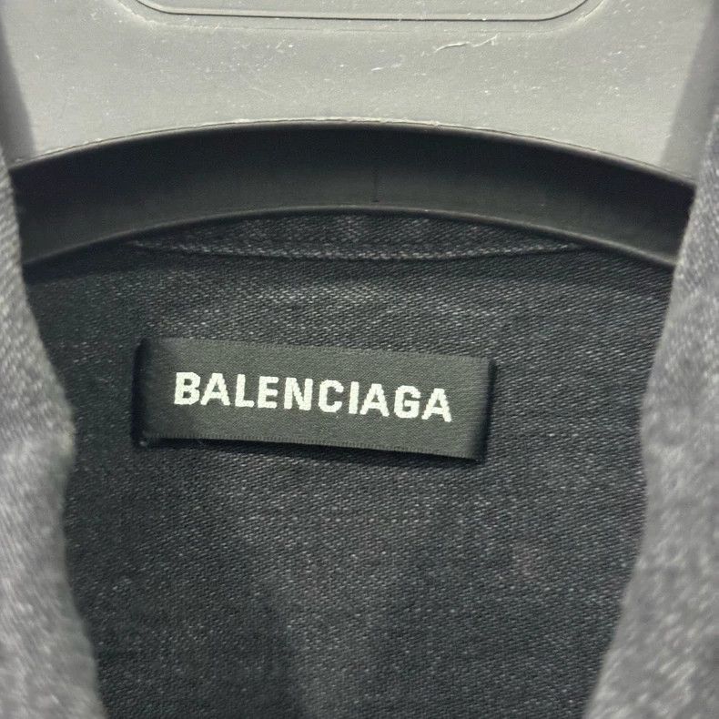 Balenciaga Balenciaga Denim Shirt with Green Lettering Size US M / EU 48-50 / 2 - 4 Thumbnail