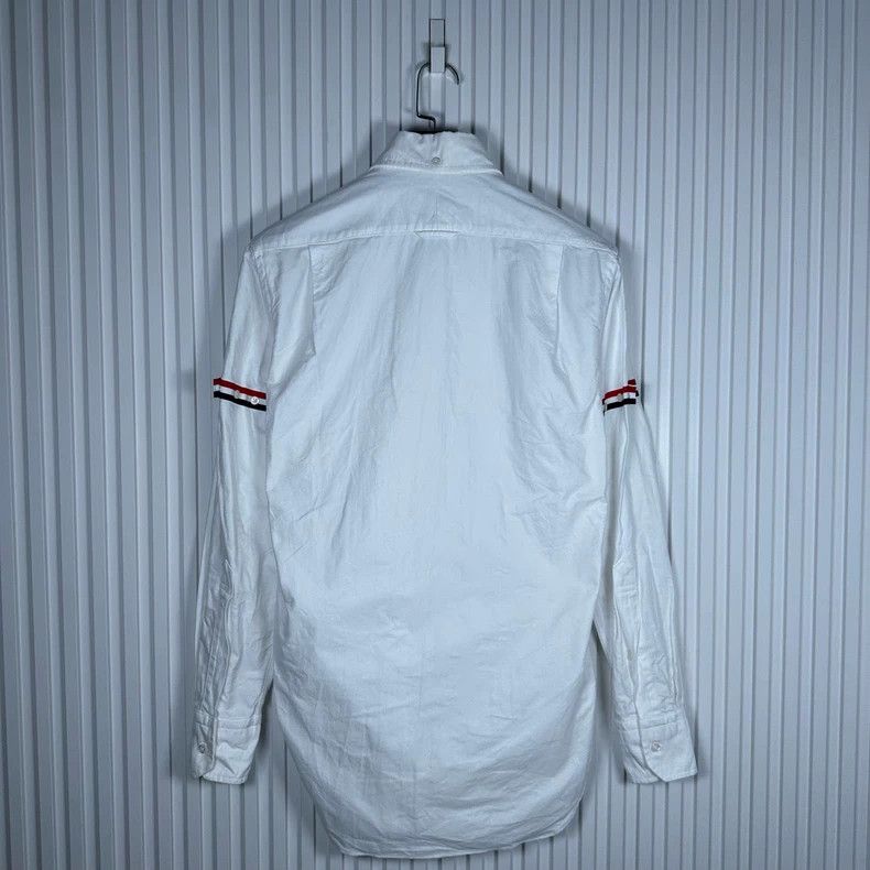 Thom Browne Thom Browne White Striped Double Sleeve Shirt Size US S / EU 44-46 / 1 - 2 Thumbnail