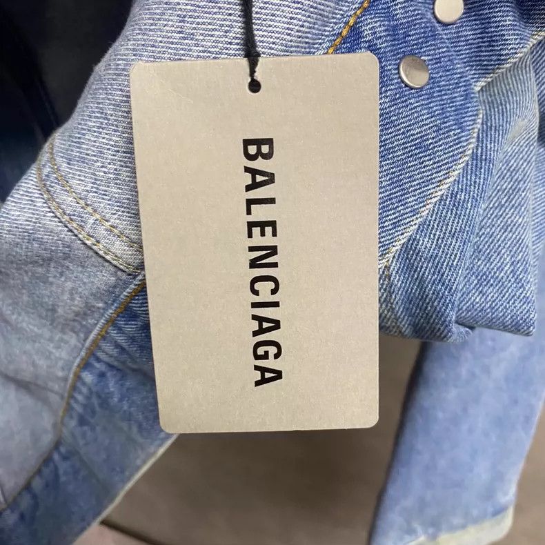 Balenciaga Balenciaga Blue Embroidered Logo Denim Jacket Size US XS / EU 42 / 0 - 4 Thumbnail
