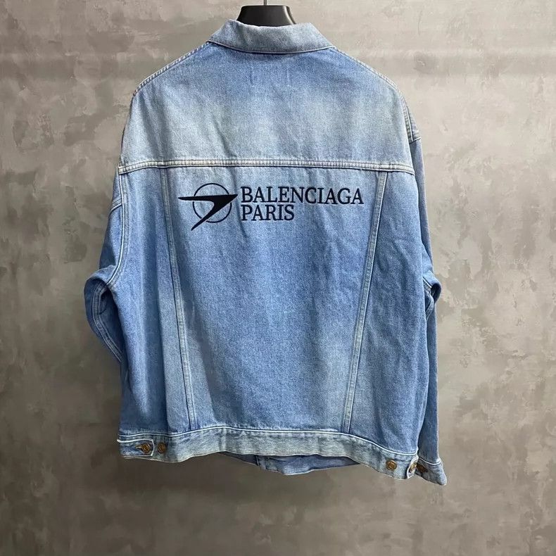Balenciaga Balenciaga Blue Embroidered Logo Denim Jacket Size US XS / EU 42 / 0 - 2 Thumbnail