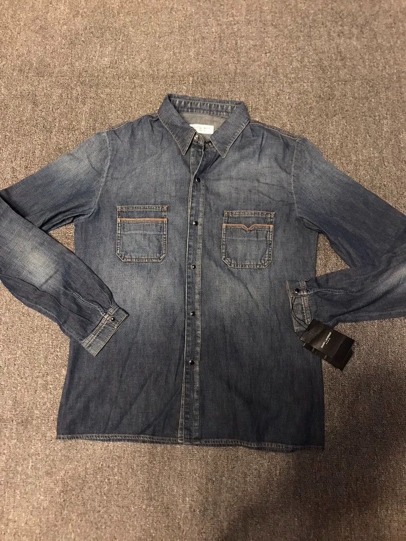 Saint Laurent Paris Denim Long Sleeve Shirt