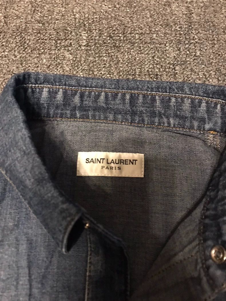 Saint Laurent Paris Denim Long Sleeve Shirt
