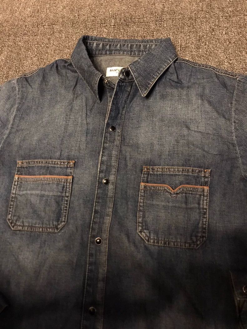 Saint Laurent Paris Denim Long Sleeve Shirt
