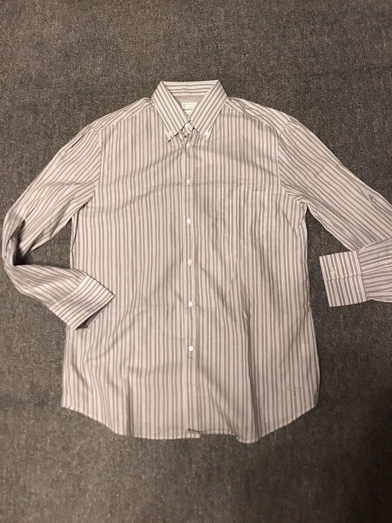 Thom Browne Brunello Cucinelli Long Sleeve Striped Shirt Size US XL / EU 56 / 4 - 2 Thumbnail