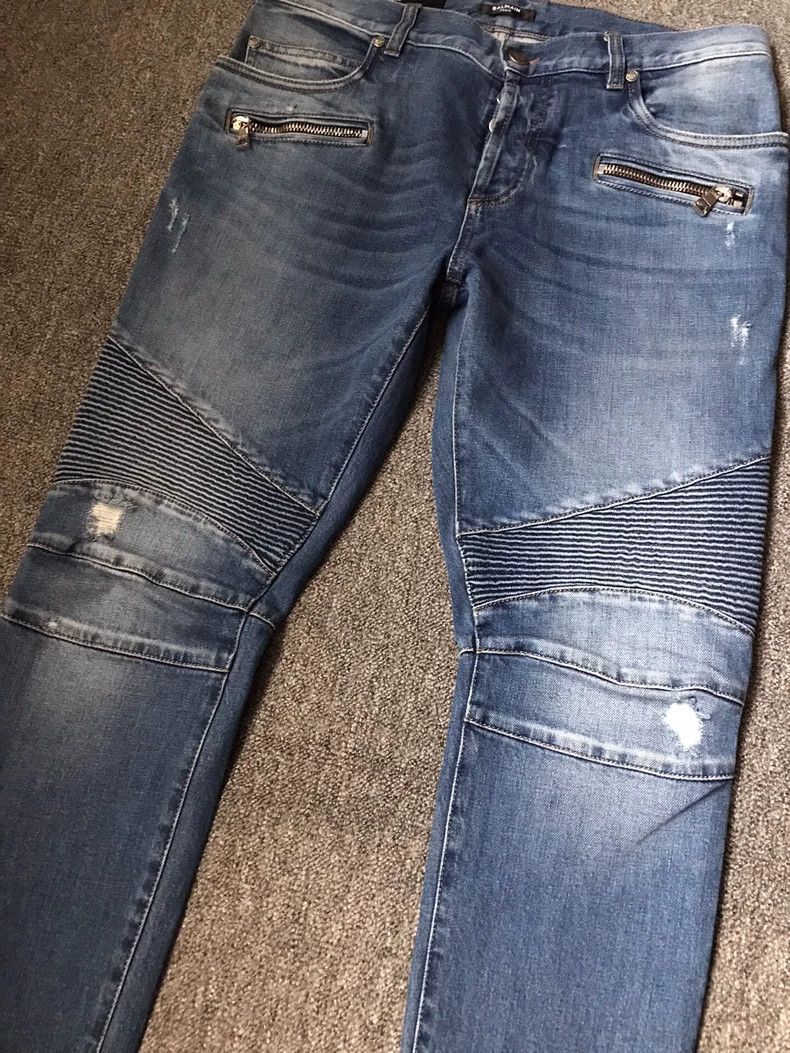 Balmain Balmain Classic Motorcycle Slim Denim Pants Size US 33 - 3 Thumbnail