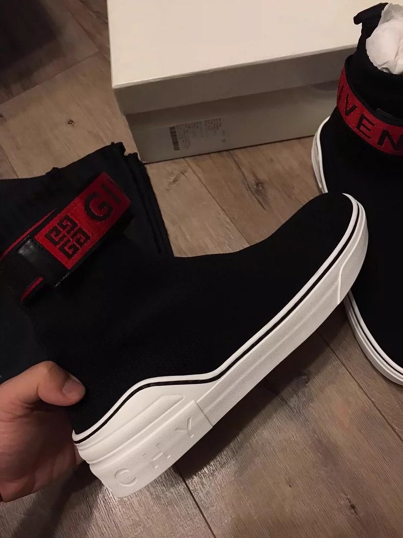 Givenchy Givenchy Black Sock Sneakers with Red Embroidery Size US 10 / EU 43 - 4 Thumbnail