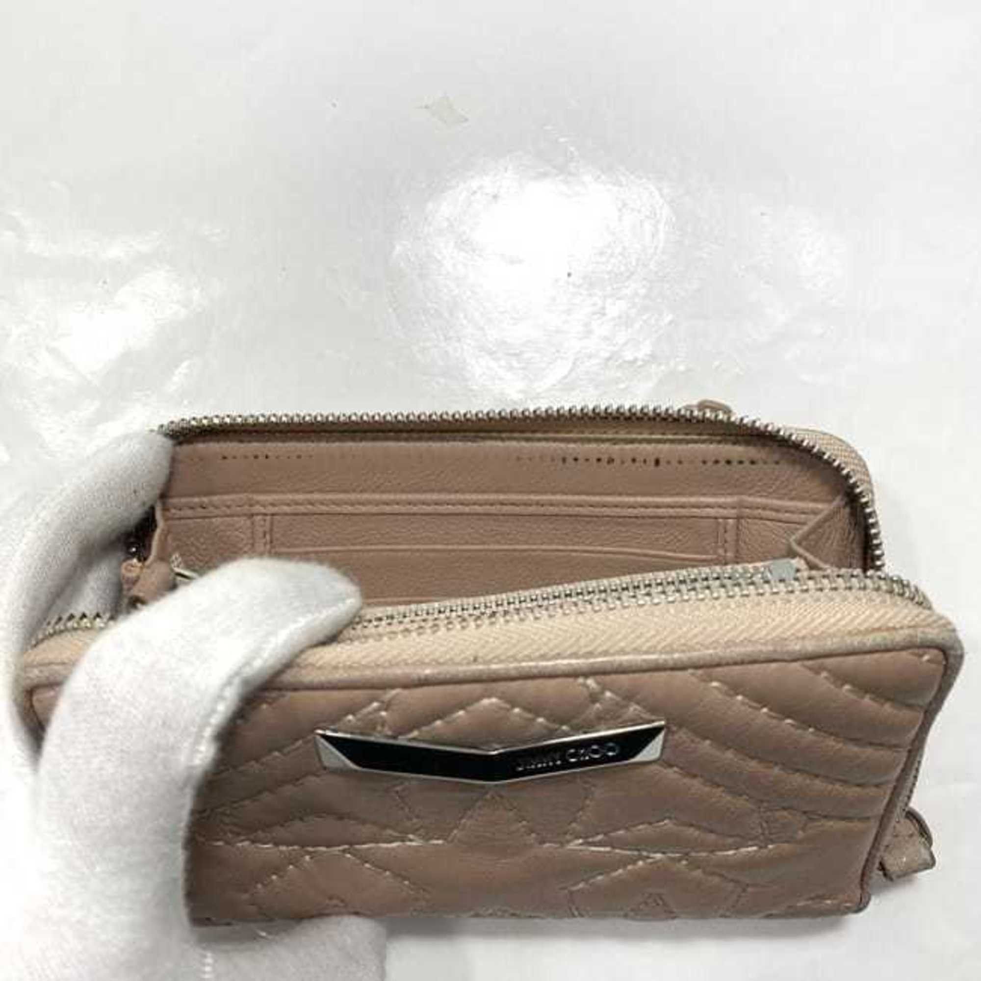 Jimmy Choo Jimmy Choo Mini Round Wallet ec-22837 Pink Beige Nefer Leather JIMMY CHOO Star Stitch Compact for Women Size ONE SIZE - 7 Thumbnail