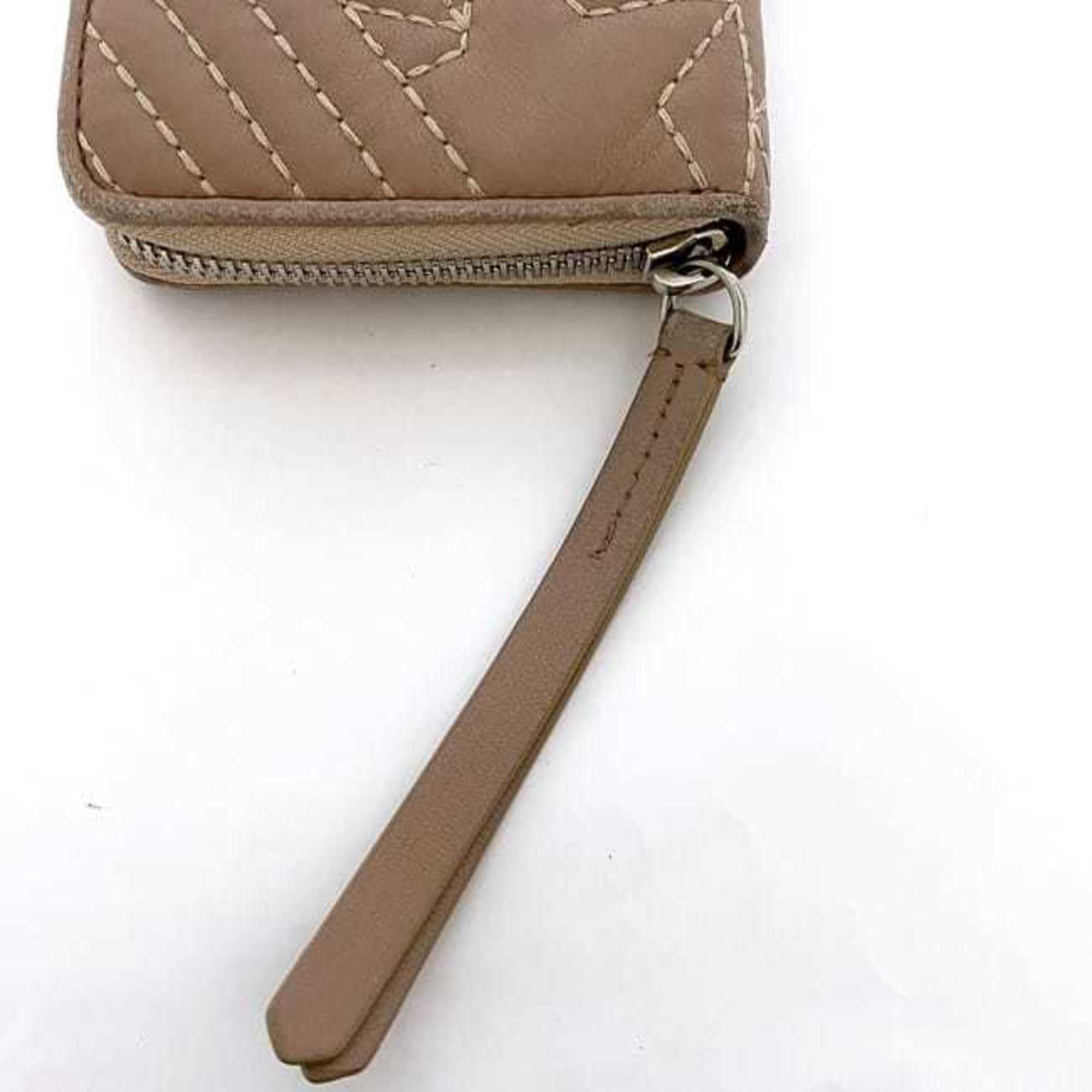 Jimmy Choo Jimmy Choo Mini Round Wallet ec-22837 Pink Beige Nefer Leather JIMMY CHOO Star Stitch Compact for Women Size ONE SIZE - 6 Thumbnail