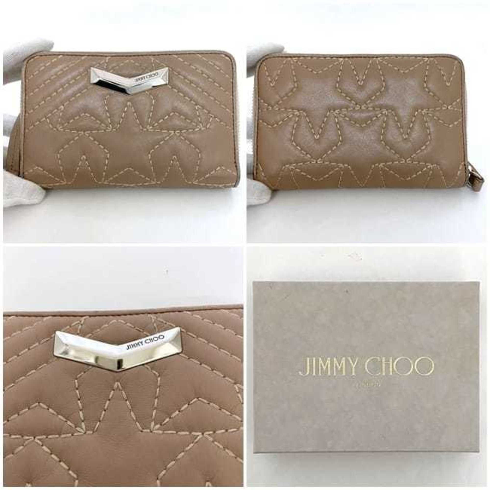Jimmy Choo Jimmy Choo Mini Round Wallet ec-22837 Pink Beige Nefer Leather JIMMY CHOO Star Stitch Compact for Women Size ONE SIZE - 4 Thumbnail