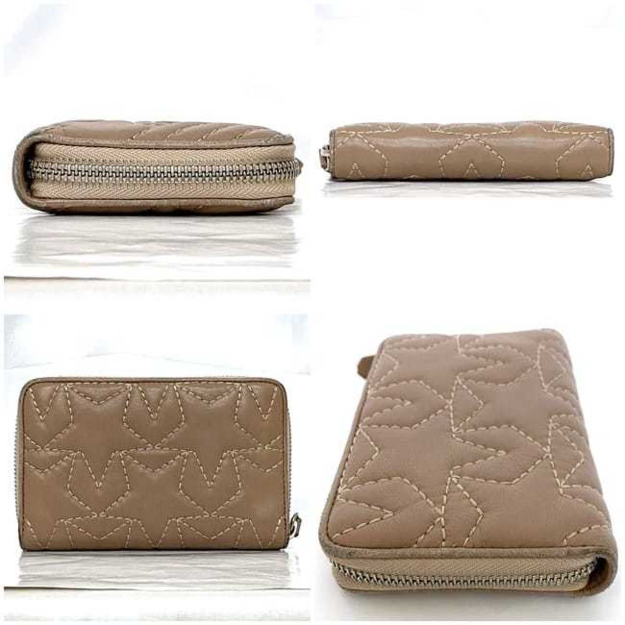 Jimmy Choo Jimmy Choo Mini Round Wallet ec-22837 Pink Beige Nefer Leather JIMMY CHOO Star Stitch Compact for Women Size ONE SIZE - 3 Thumbnail