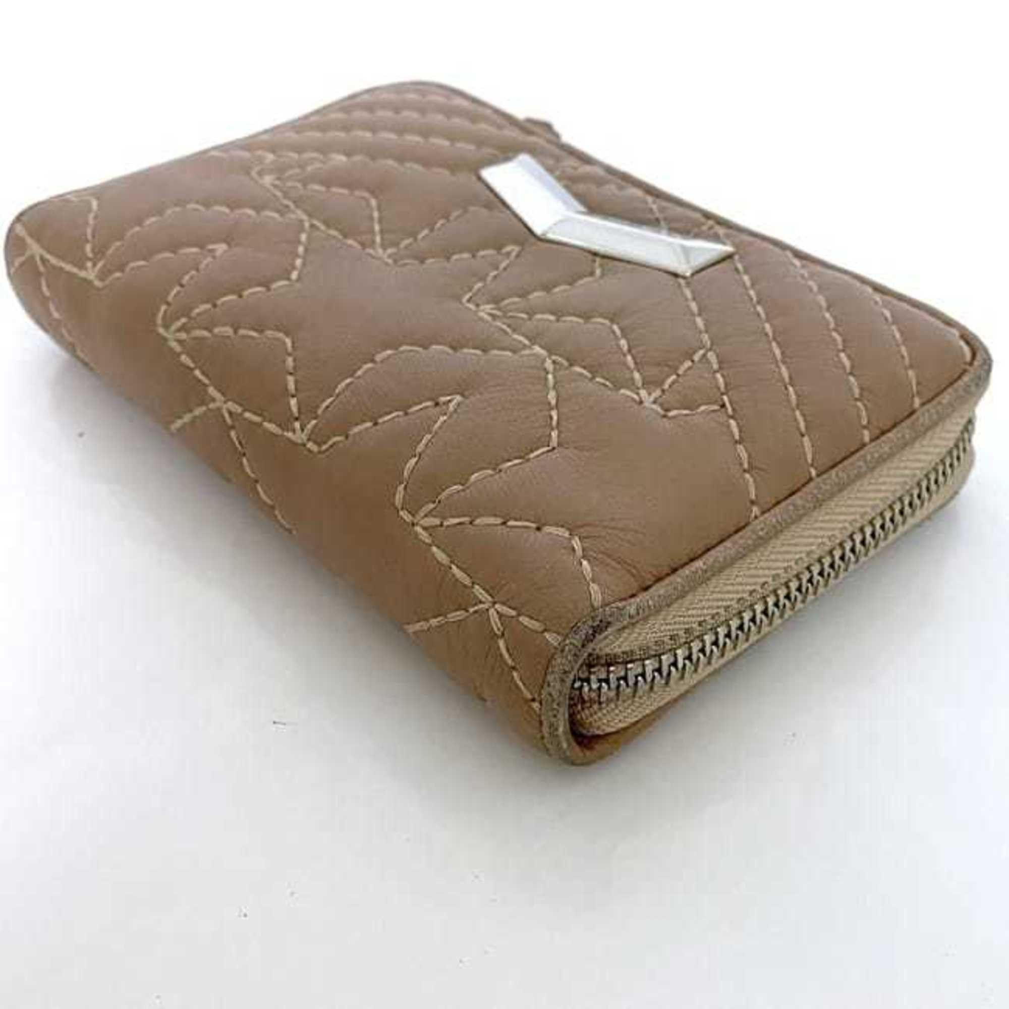 Jimmy Choo Jimmy Choo Mini Round Wallet ec-22837 Pink Beige Nefer Leather JIMMY CHOO Star Stitch Compact for Women Size ONE SIZE - 5 Thumbnail