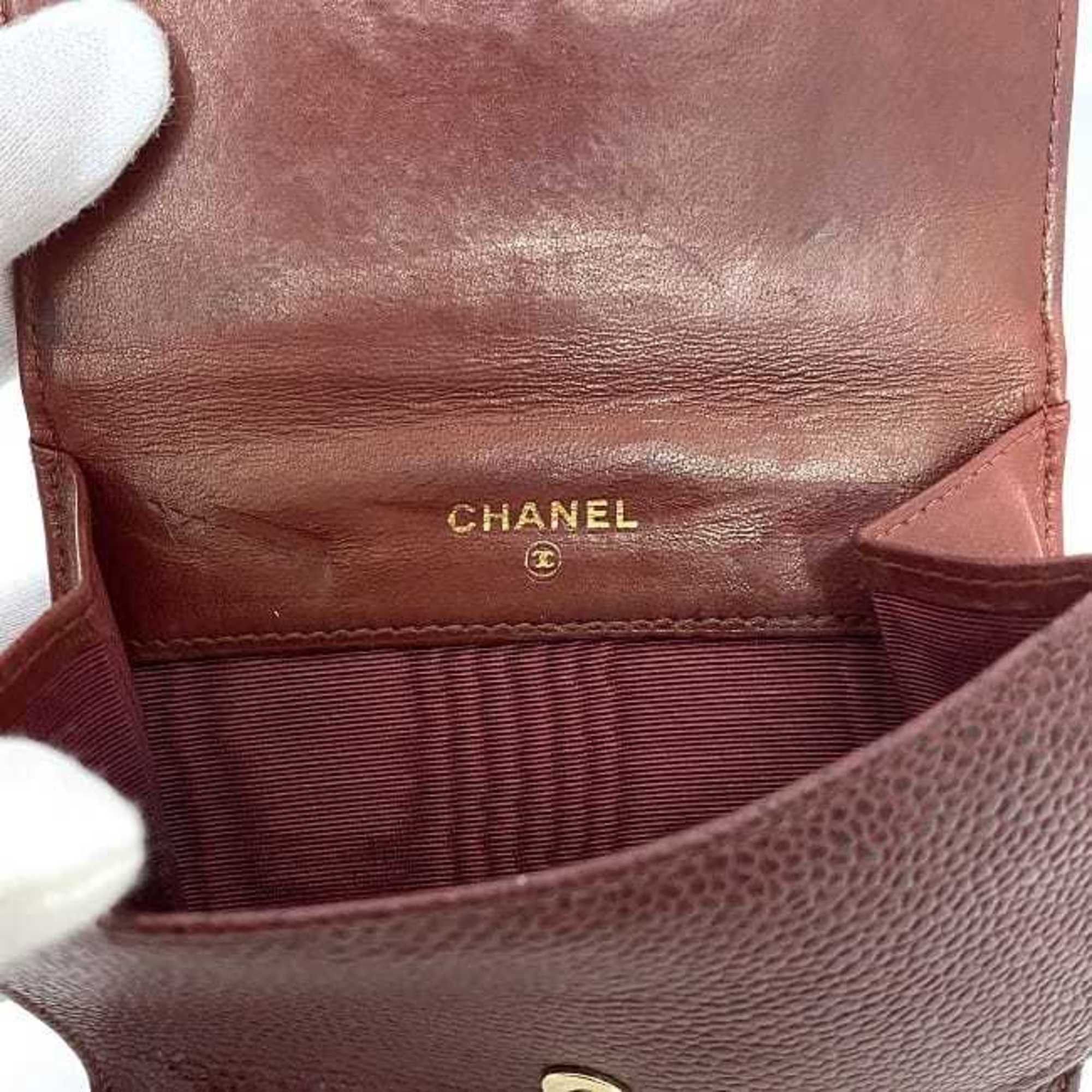 Chanel Chanel Bi-fold Wallet ec-22876 Red Coco Mark A13496 Compact Caviar Skin Leather 7003559 CHANEL 7th Series Folding Flap Women's Engraved Grained Calfskin Size ONE SIZE - 10 Thumbnail