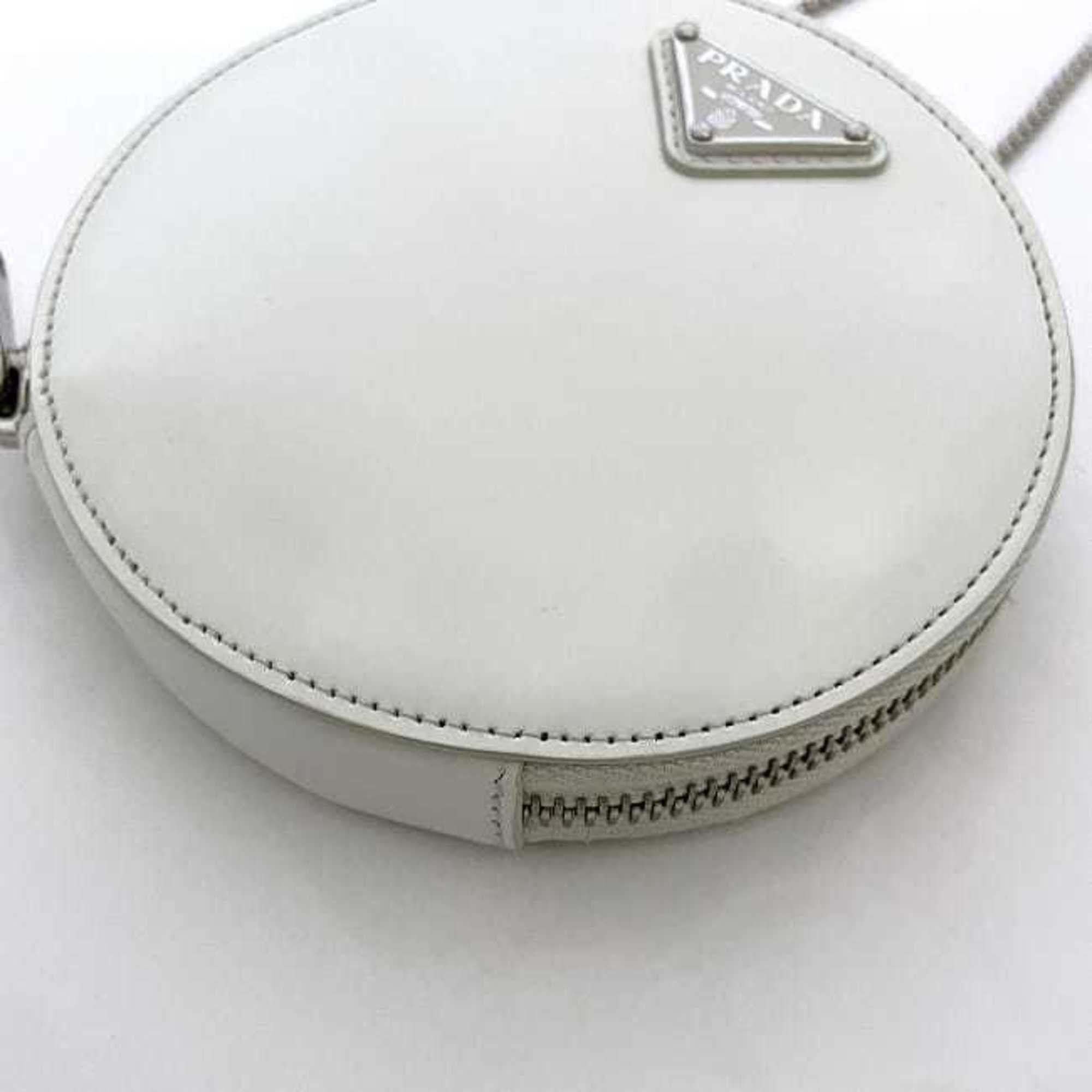 Prada Prada Chain Shoulder Bag f-22966 White 1NA003 Leather 85 PRADA Triangle Plate Pochette Crossbody Metal Fittings Size ONE SIZE - 9 Thumbnail