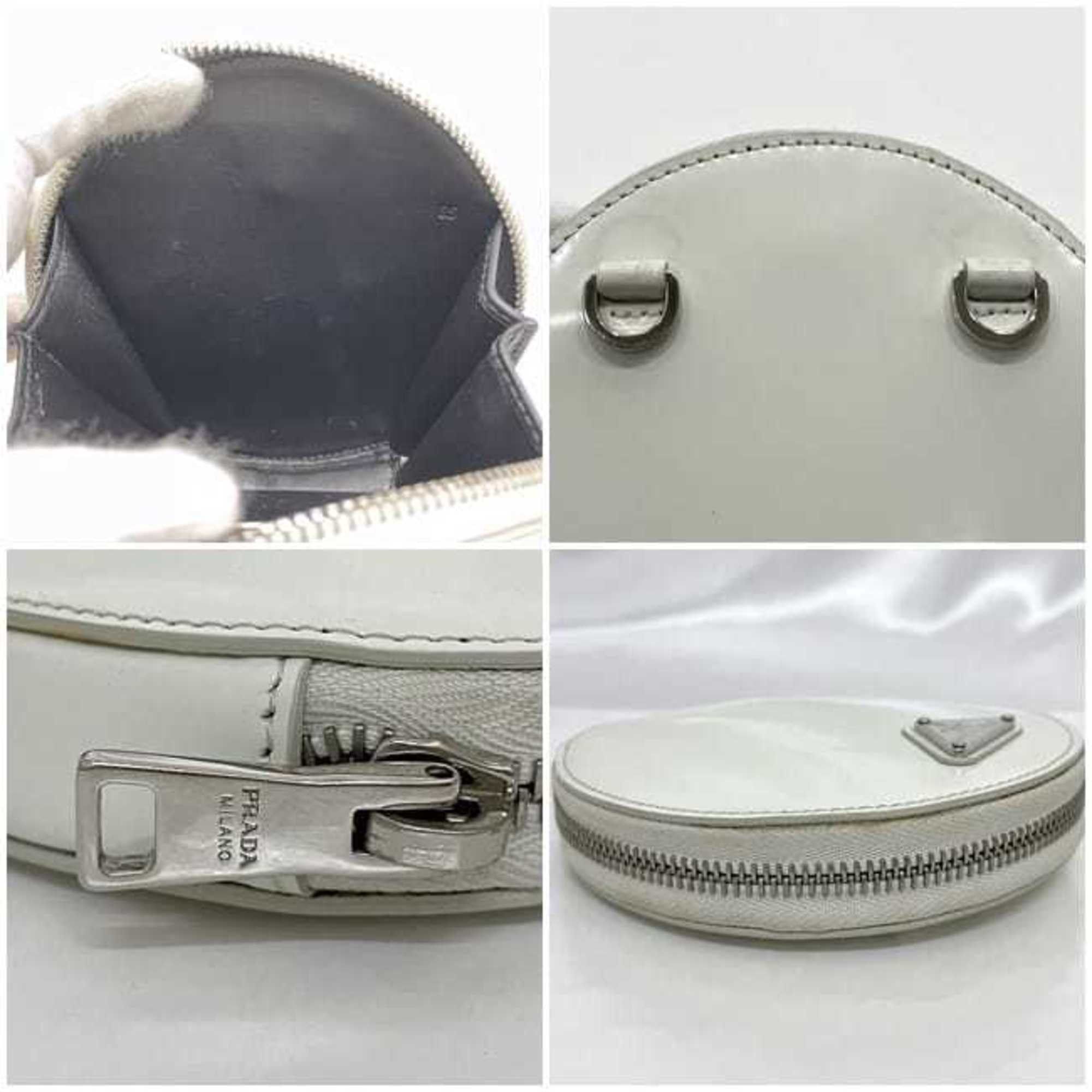 Prada Prada Chain Shoulder Bag f-22966 White 1NA003 Leather 85 PRADA Triangle Plate Pochette Crossbody Metal Fittings Size ONE SIZE - 6 Thumbnail