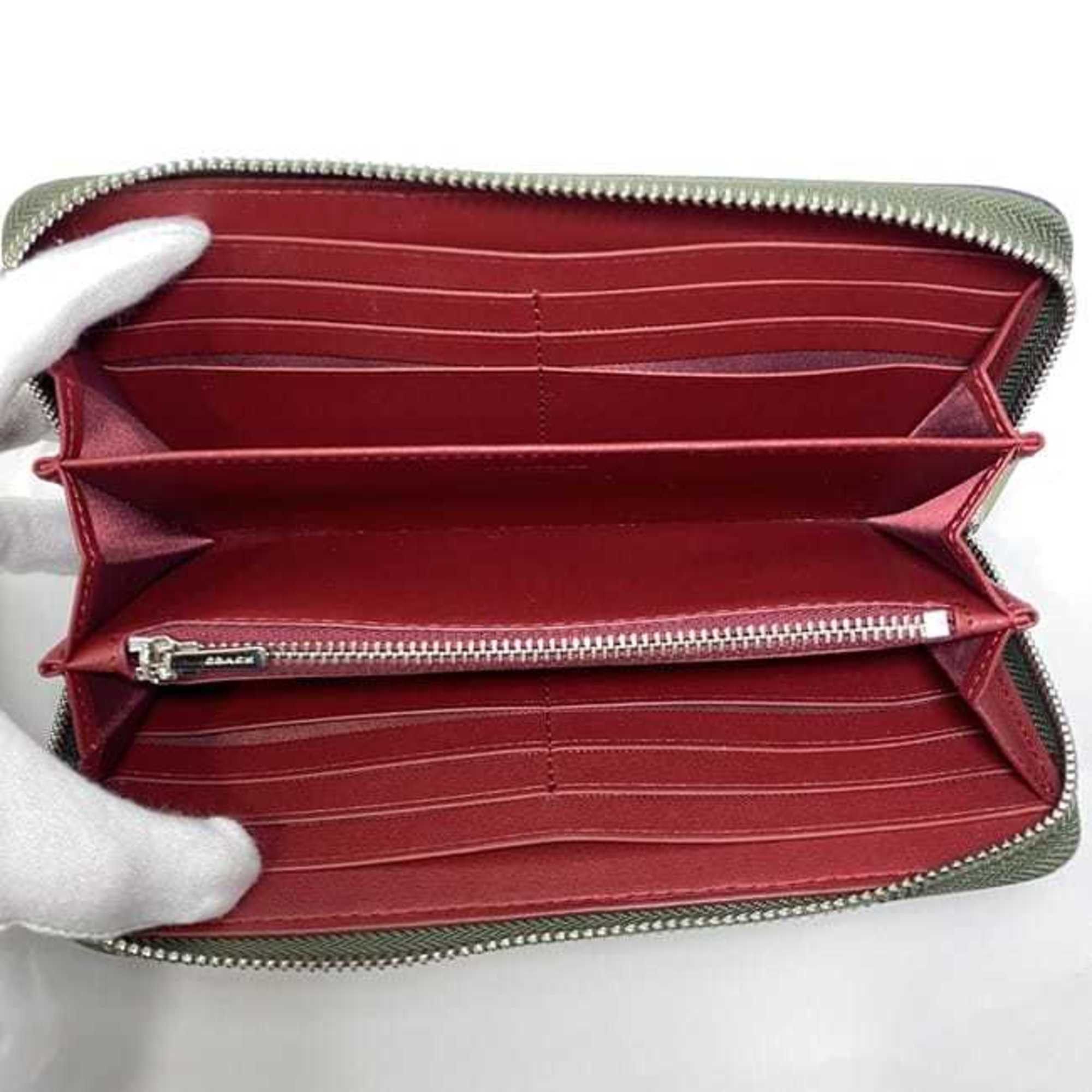 Coach Coach Round Long Wallet ec-22952 Green Signature CA715 Leather COACH Punching Women's Size ONE SIZE - 7 Thumbnail