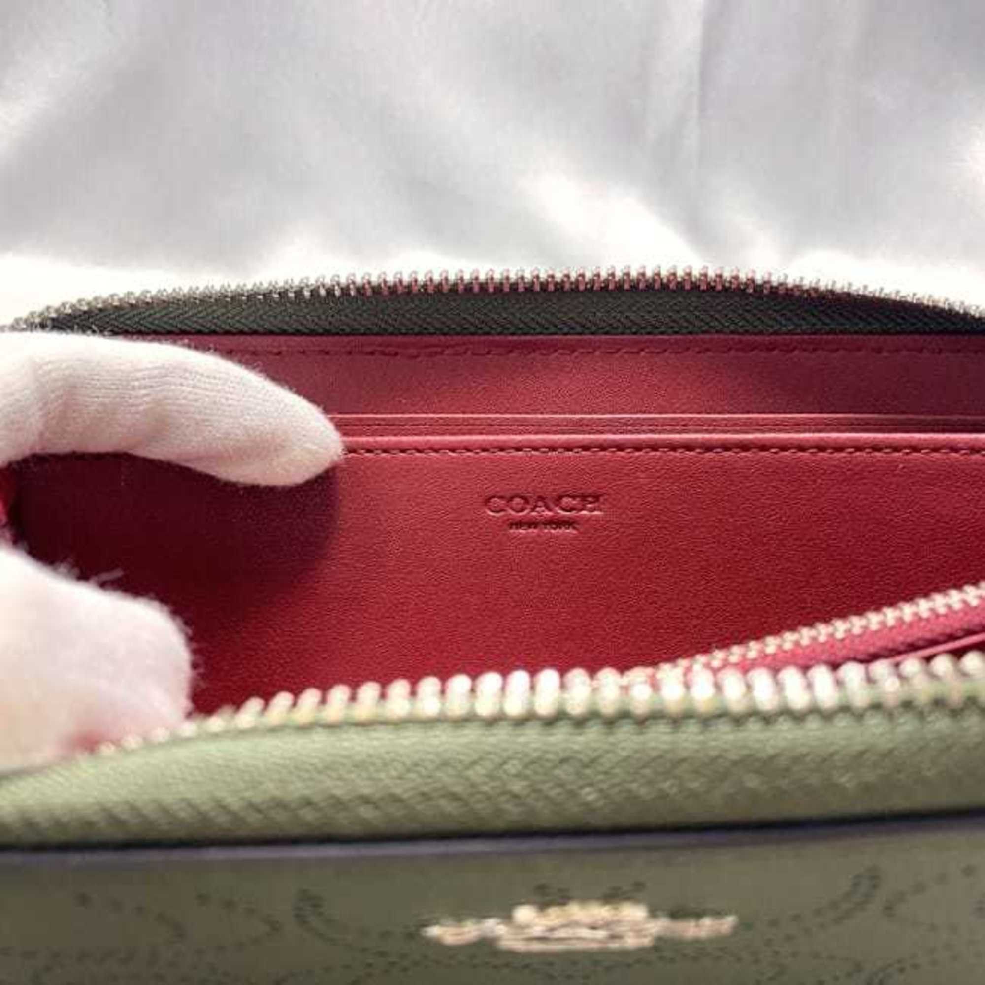 Coach Coach Round Long Wallet ec-22952 Green Signature CA715 Leather COACH Punching Women's Size ONE SIZE - 9 Thumbnail