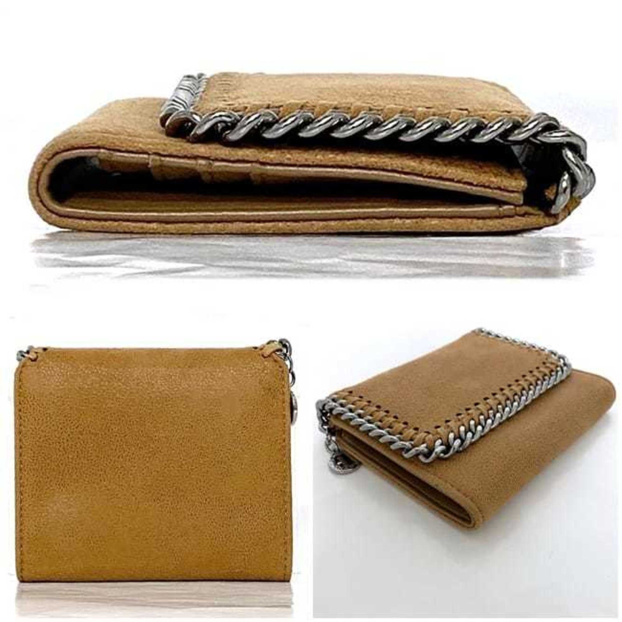 Stella McCartney Stella McCartney Tri-fold Wallet ec-22818 Camel Brown Silver Falabella 431000 W9132 WI18 Polyester Metal STELLA McCARTNEY Folding Chain Size ONE SIZE - 3 Thumbnail