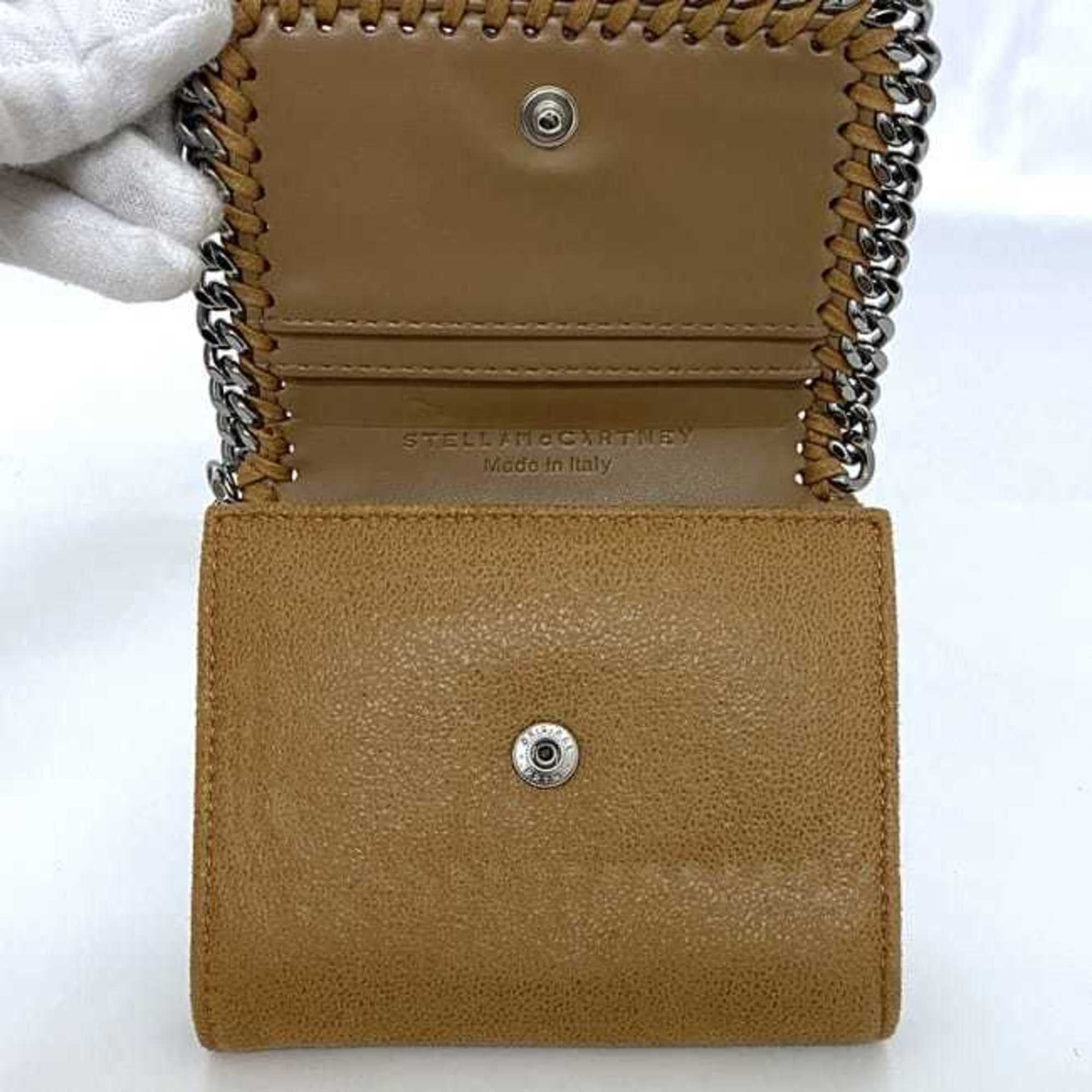 Stella McCartney Stella McCartney Tri-fold Wallet ec-22818 Camel Brown Silver Falabella 431000 W9132 WI18 Polyester Metal STELLA McCARTNEY Folding Chain Size ONE SIZE - 6 Thumbnail