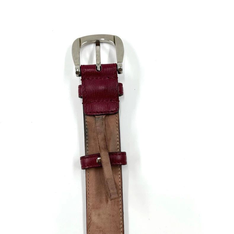 Gucci Gucci Dark Red Leather Belt with Silver Buckle Size ONE SIZE - 4 Thumbnail