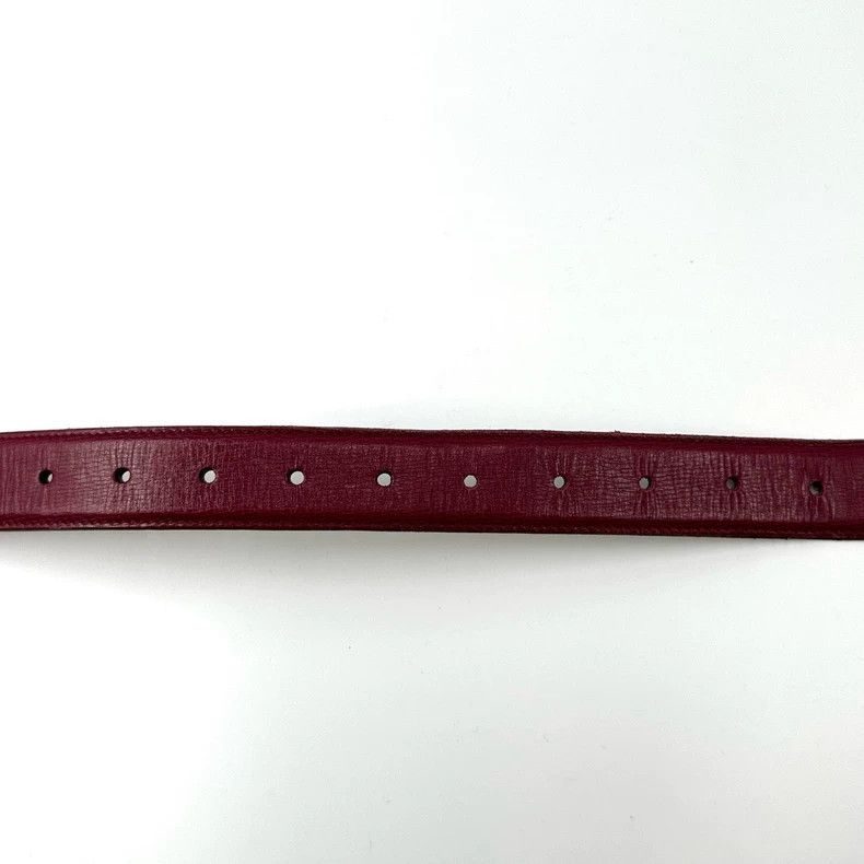 Gucci Gucci Dark Red Leather Belt with Silver Buckle Size ONE SIZE - 7 Thumbnail