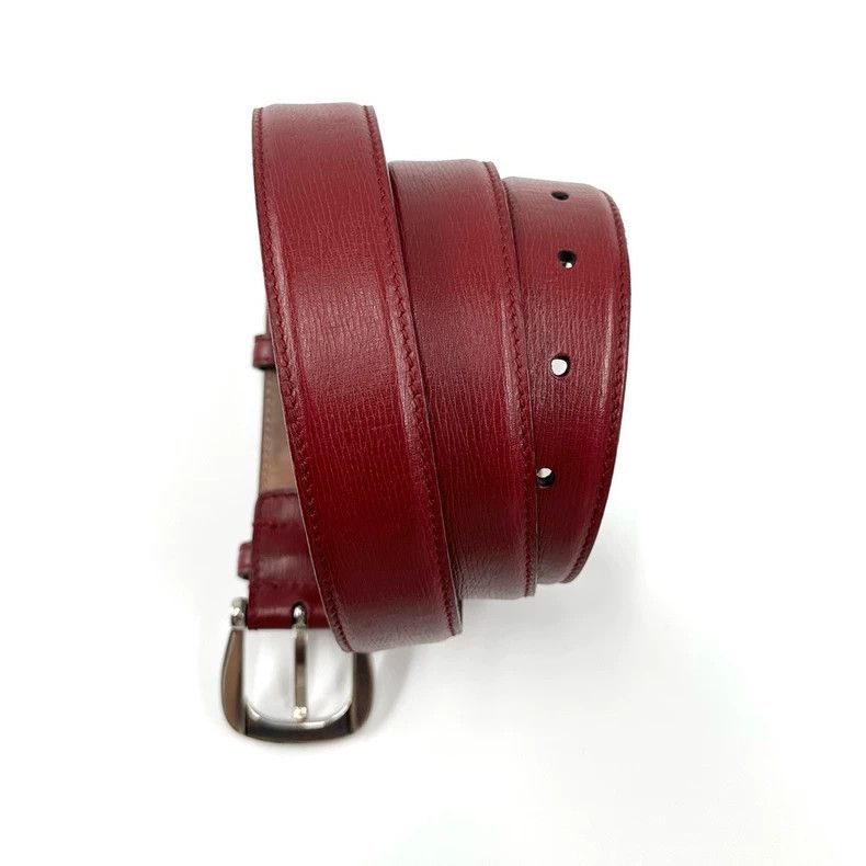 Gucci Gucci Dark Red Leather Belt with Silver Buckle Size ONE SIZE - 3 Thumbnail