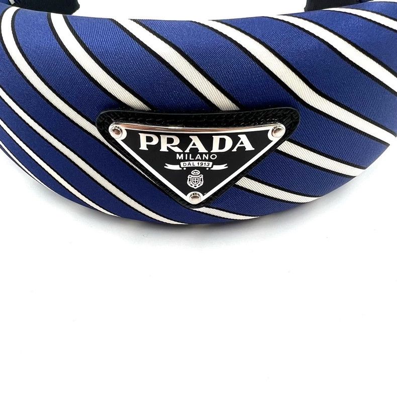 Prada Prada Blue and White Striped Headband Size ONE SIZE - 3 Thumbnail