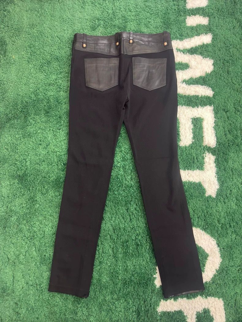 Versace Versace Black Leather Pants With Gold Details Size US 42 / EU 58 - 2 Thumbnail