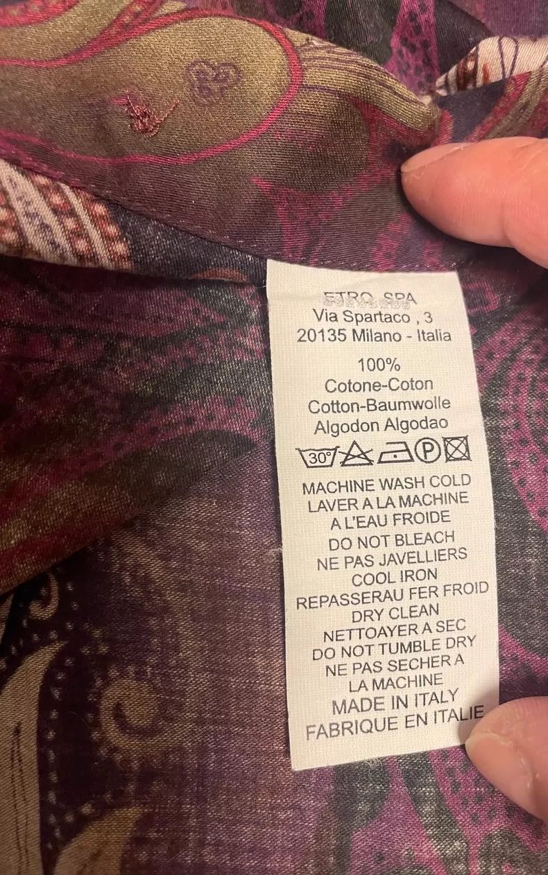 Etro Purple Paisley Pattern Cotton Shirt Size US M / EU 48-50 / 2 - 7 Thumbnail