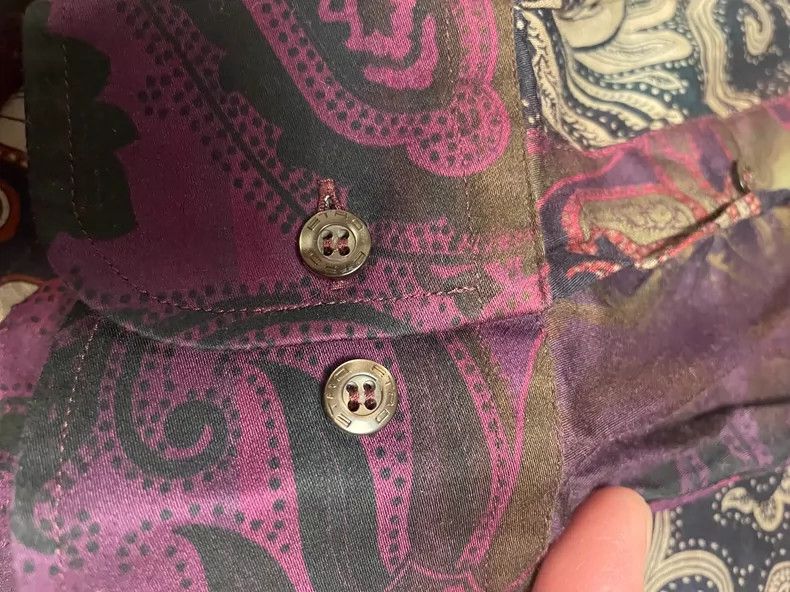 Etro Purple Paisley Pattern Cotton Shirt Size US M / EU 48-50 / 2 - 6 Thumbnail