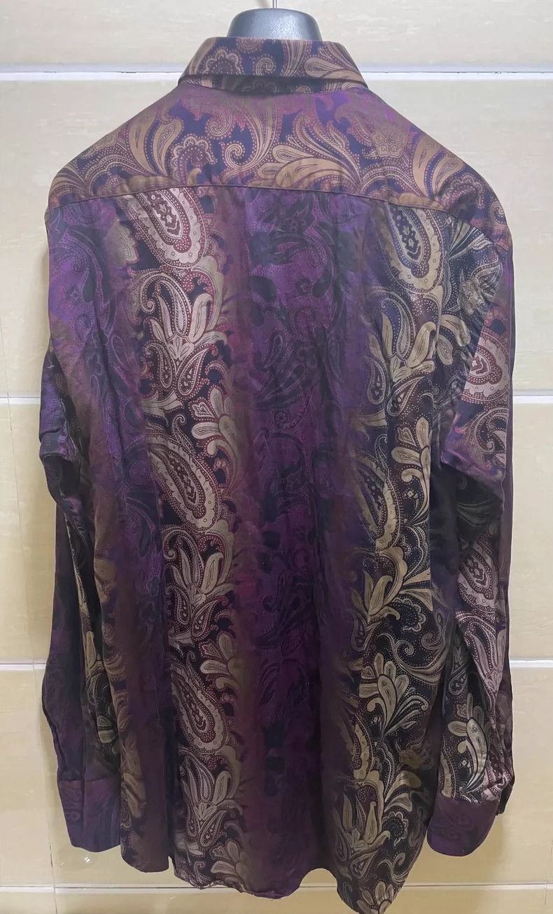Etro Purple Paisley Pattern Cotton Shirt Size US M / EU 48-50 / 2 - 2 Thumbnail