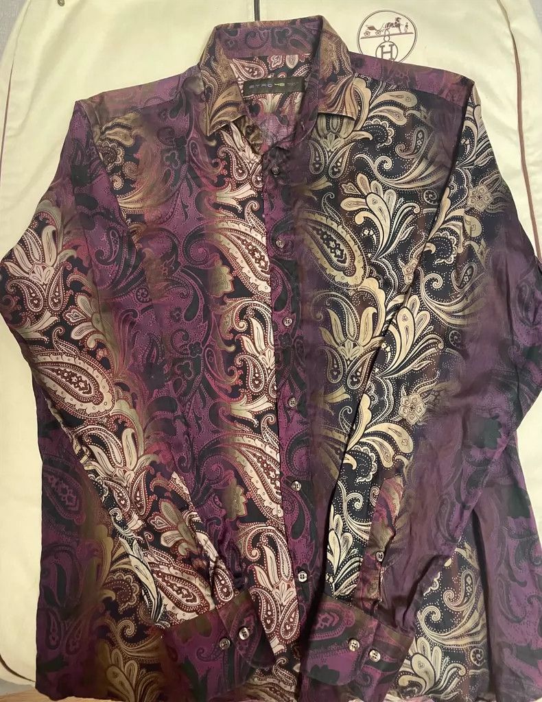 Etro Purple Paisley Pattern Cotton Shirt Size US M / EU 48-50 / 2 - 3 Thumbnail