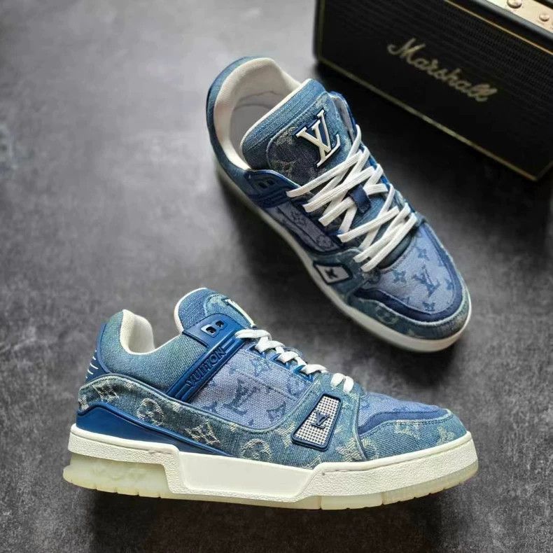 Louis Vuitton Louis Vuitton LV Trainer Blue Denim Sneakers Size US 6.5 / EU 39-40 - 5 Thumbnail