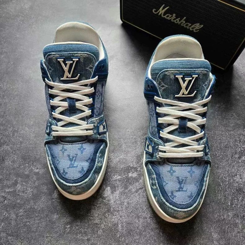 Louis Vuitton Louis Vuitton LV Trainer Blue Denim Sneakers Size US 6.5 / EU 39-40 - 4 Thumbnail