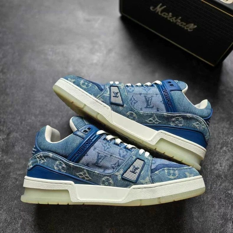 Louis Vuitton Louis Vuitton LV Trainer Blue Denim Sneakers Size US 6.5 / EU 39-40 - 2 Thumbnail