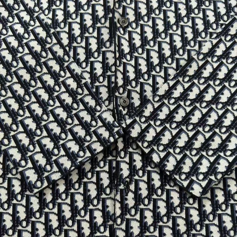 Dior Dior Navy Blue Printed Long Sleeve Shirt Size US L / EU 52-54 / 3 - 4 Thumbnail