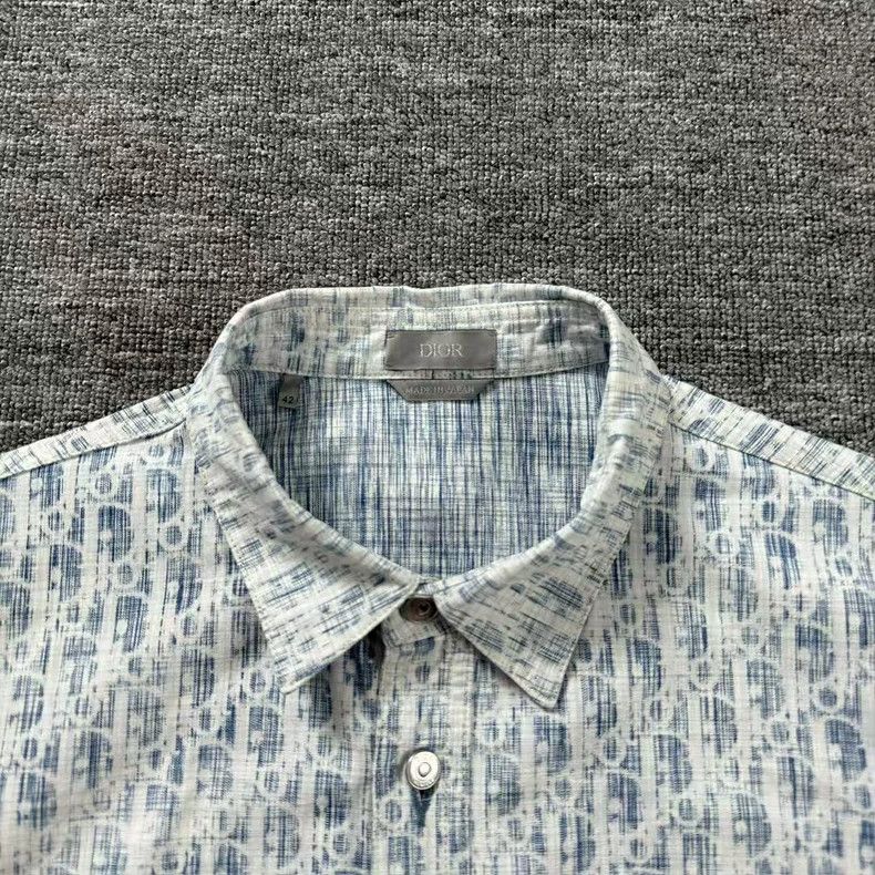 Dior Dior Blue Oblique Print Long Sleeve Shirt Size US M / EU 48-50 / 2 - 3 Thumbnail