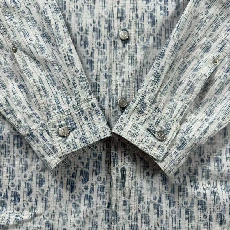 Dior Dior Blue Oblique Print Long Sleeve Shirt Size US M / EU 48-50 / 2 - 5 Thumbnail