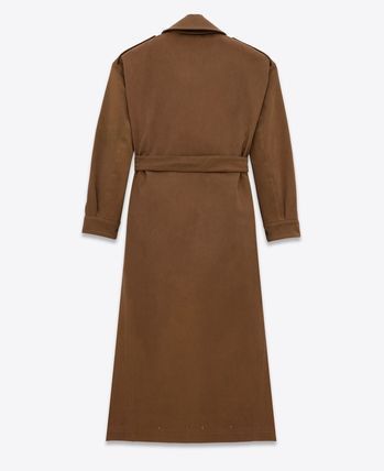 Saint Laurent Paris long trench coat in cotton khaki Size L / US 10 / IT 46 - 2 Thumbnail