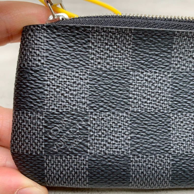 Louis Vuitton Black Checkered Coin and Key Pouch Size ONE SIZE - 4 Thumbnail