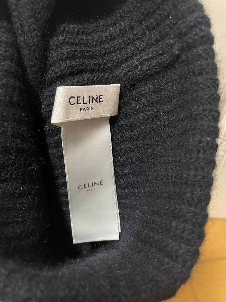 Celine Celine Black Beanie with White Logo Size ONE SIZE - 4 Thumbnail