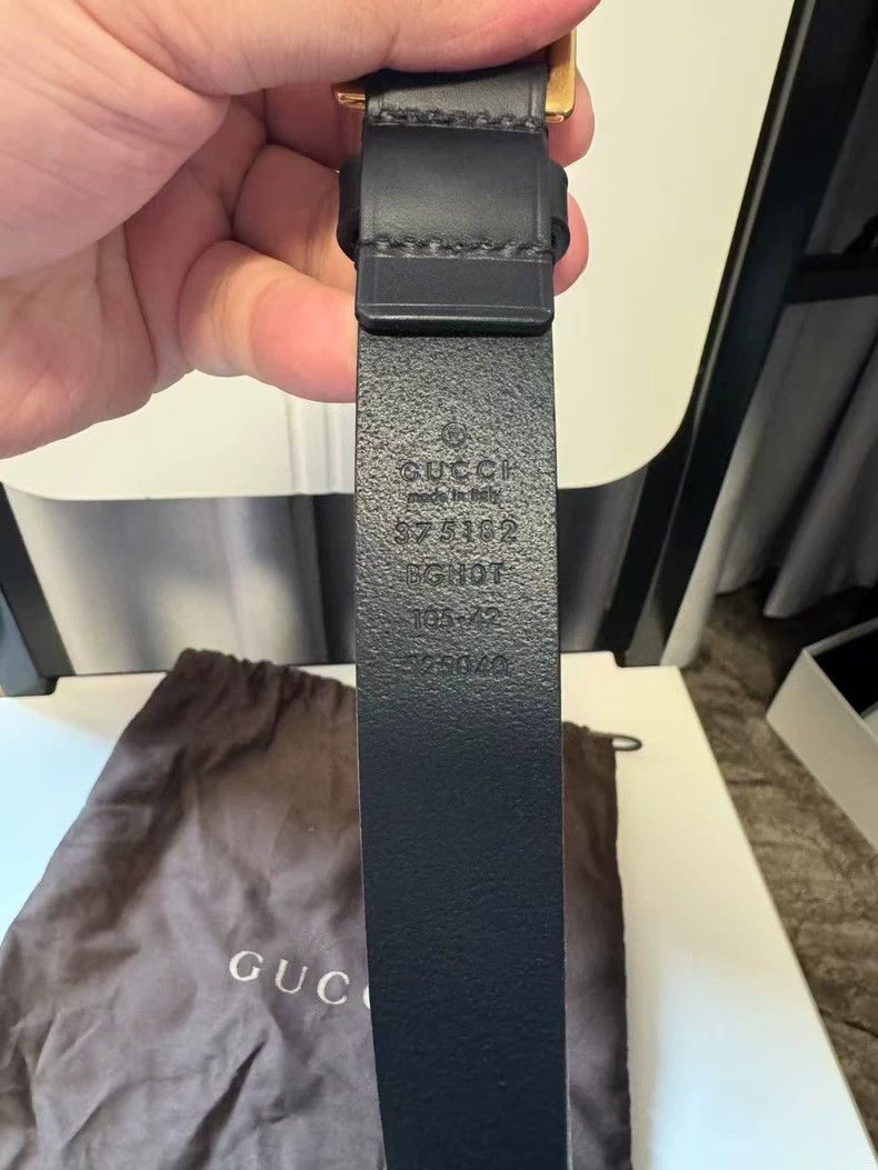 Gucci Gucci Black Belt with Gold Buckle Size ONE SIZE - 3 Thumbnail