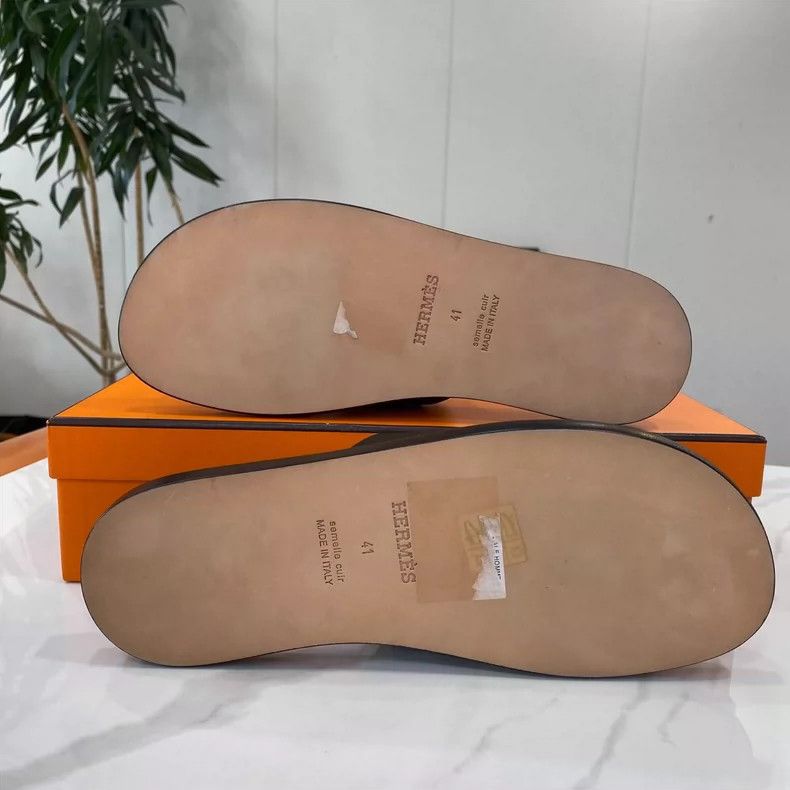 Hermes Hermes Black Leather Lzmir Slide Sandals Size 41 Size US 9 / EU 42 - 6 Thumbnail