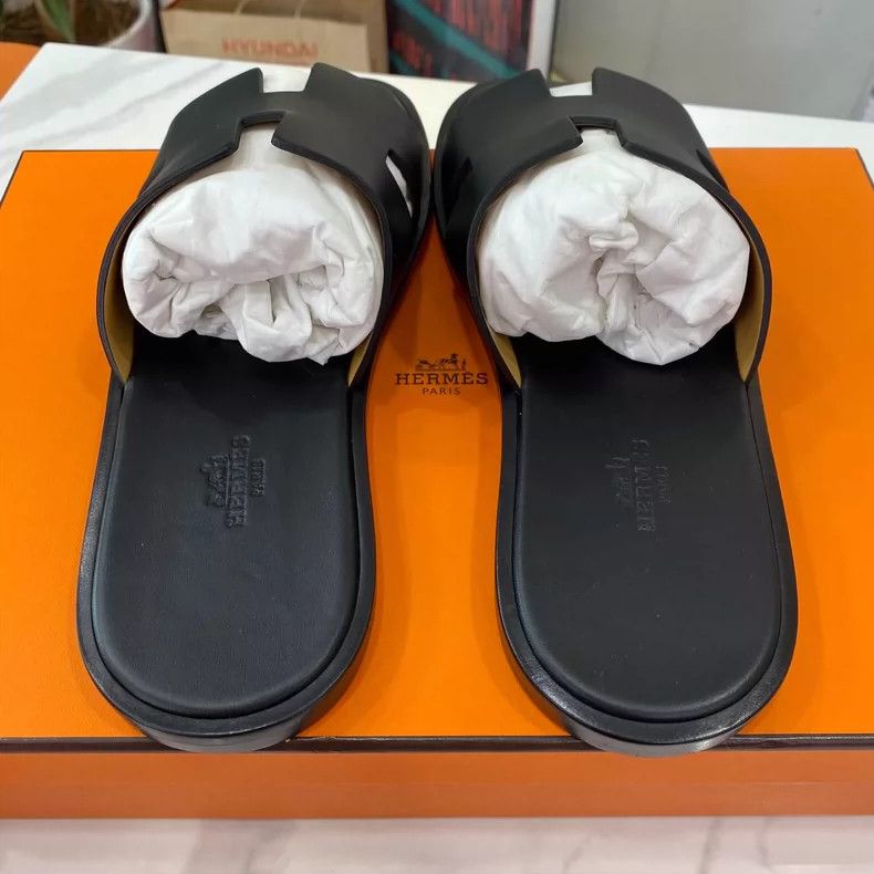 Hermes Hermes Black Leather Lzmir Slide Sandals Size 41 Size US 9 / EU 42 - 3 Thumbnail